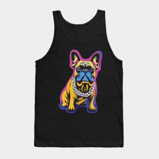 Gold French Bulldog with Silver Chain Tank Top